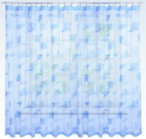 Záclona žakárová, Geometria metráž, modrá 160 cm