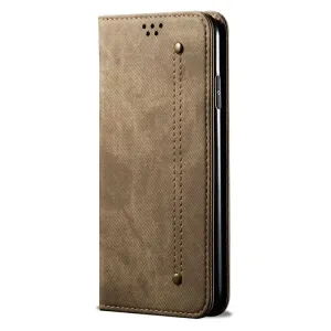 Peňaženkové puzdro Denim Texture svetlohnedé – Huawei Nova Y70