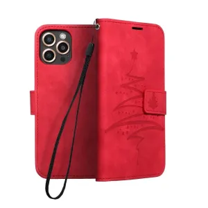 Puzdro Mezzo Book Samsung Galaxy A22 A225 4G vzor vianočný strom - červené