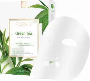 FOREO Farm to Face Sheet Mask Green Tea plátenná maska s upokojujúcim účinkom pre zmiešanú pleť 3x20 g