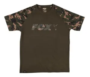 Fox Fishing Tričko Raglan T-Shirt Khaki/Camo 3XL