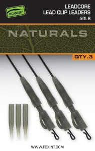 Fox montáž naturals leadcore power grip lead clip leaders 75 cm 3 ks 50 lb
