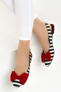 Fox Shoes Black White Red Women's Ballerina Ballerina #8851233