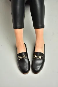 Fox Shoes S944037903 Black Genuine Leather Women's Flats