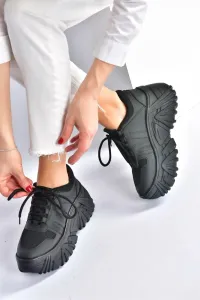 Fox Shoes Dámske čierne tenisky s hrubou podrážkou