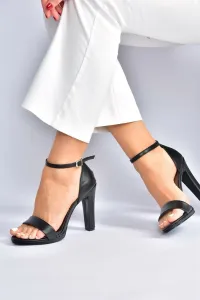 Fox Shoes Black Women's Single Strap Chunky Heeled Shoes