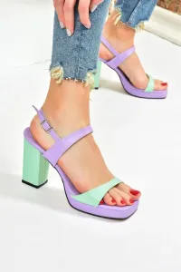 Fox Shoes Lilac/green Women's Thick Platform Heels Shoes #8261736