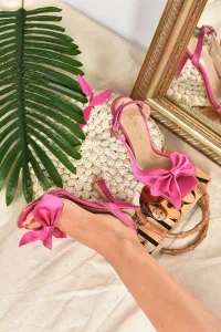 Fox Shoes Women's Fuchsia Satin Ribbon Detailed Heeled Shoes #8437224
