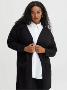 Black brindle long cardigan with mixed wool and alpaca wool Fransa - Ladies #5236222