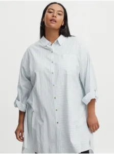 Blue and White Ladies Long Striped Shirt Fransa - Women #5239970