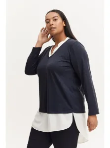 Dark blue ladies sweater with shirt insert Fransa - Women #4819402