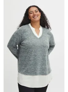 Sivý dámsky sveter s košeľovou vložkou Fransa - ŽENY #5236261