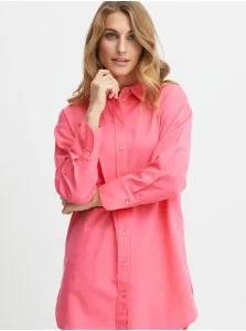Ružová dámska košeľa s prímesou ľanu Fransa #6751825
