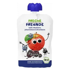 FRECHE FREUNDE Bio ovocná kapsička Jablko, čučoriedka, čierne ríbezle a ostružina 12m+ 100 g