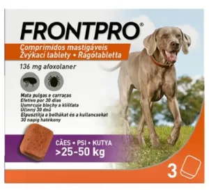FRONTPRO L 136mg žuvacie tablety pre psy proti kliešťom a blchám >25–50 kg, 3tbl