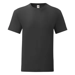Čierne pánske tričko z česanej bavlny Iconic s rukávom Fruit of the Loom #8049914
