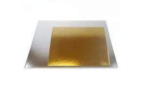 Tortová podložka zlatá a strieborná (obojstranná) štvorec - 20x20 cm - 1 ks - FunCakes