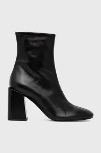 Kožené členkové topánky Furla Block Boot dámske, čierna farba, na podpätku, YD33FBK W36000 O6000 #240509