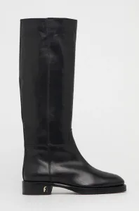 Kožené topánky Furla Heritage dámske, čierna farba, na plochom podpätku YE59FHE VO0000 O6000
