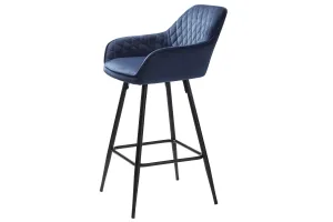 Furniria Dizajnová barová stolička Dana modrý zamat #1444026