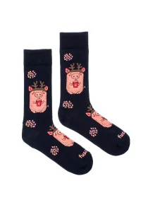 Čierno-ružové ponožky Prasiatko v zime #8794949