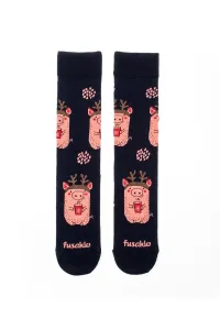 Čierno-ružové ponožky Prasiatko v zime #8794950