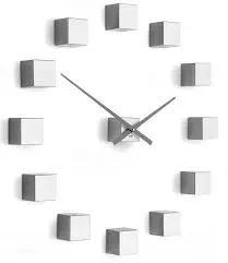 Dizajnové nástenné nalepovacie hodiny Future Time FT3000SI Cubic silver #3442603