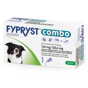 FYPRYST combo 134 mg/120,6 mg PSY 10-20 KG roztok na kvapkanie na kožu pre stredne veľké psy (pipeta) 1x1,34 ml