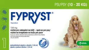 FYPRYST 134 mg PSY 10-20 kg roztok na kvapkanie na kožu pre psov (pipeta) 1x1,34 ml #126790