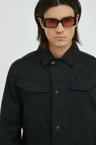 Bavlnená košeľa G-Star Raw pánska, čierna farba, regular, s klasickým golierom