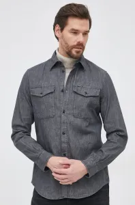 Bavlnená košeľa G-Star Raw pánska, šedá farba, slim, s klasickým golierom #194275