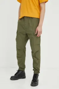 Bavlnené nohavice G-Star Raw zelená farba, rovné