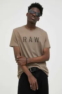 Bavlnené tričko G-Star Raw hnedá farba, s potlačou #8522278