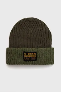 Obojstranná bavlnená čiapka G-Star Raw zelená farba, z hrubej pleteniny, bavlnená