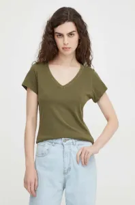 Bavlnené tričko G-Star Raw dámsky, zelená farba #8202151