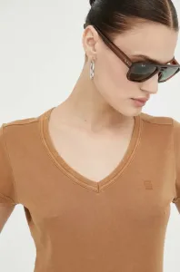Bavlnené tričko G-Star Raw dámsky, hnedá farba