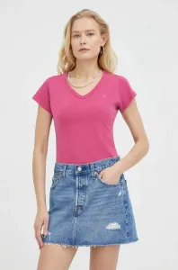 Bavlnené tričko G-Star Raw dámsky, ružová farba #5588865