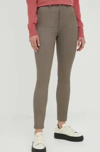 Nohavice G-Star Raw dámske, hnedá farba, priliehavé, vysoký pás #6861302