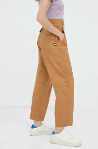 Nohavice G-Star Raw dámske, hnedá farba, rovné, vysoký pás