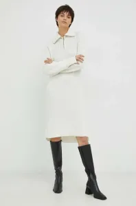 Šaty s prímesou vlny G-Star Raw béžová farba, mini, oversize