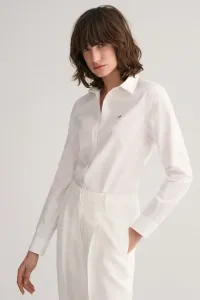 Košeľa Gant dámska, biela farba, regular, s klasickým golierom #7427798