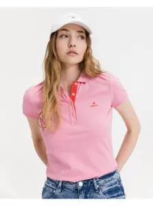 Pink Women's T-Shirt Polo GANT Contrast Collar - Women #4724951