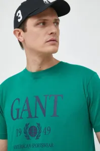 Bavlnené tričko Gant zelená farba, vzorované #7512187