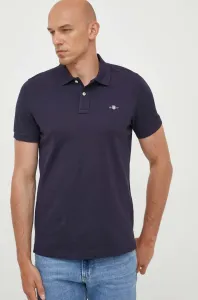 Bavlnené polo tričko Gant tmavomodrá farba, jednofarebné #7426588