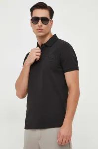 Bavlnené polo tričko Gant čierna farba, s nášivkou #7427122