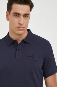 Bavlnené polo tričko Gant tmavomodrá farba, s nášivkou #7427151