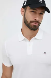 Bavlnené polo tričko Gant biela farba, jednofarebné #7426625