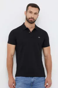 Bavlnené polo tričko Gant čierna farba, jednofarebné #7426614