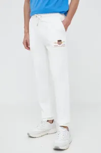 Nohavice Gant pánske, biela farba, jednofarebné #5205112