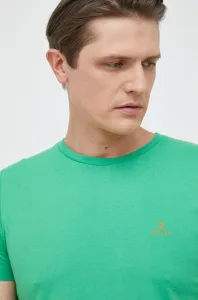 Bavlnené tričko Gant tyrkysová farba, s nášivkou